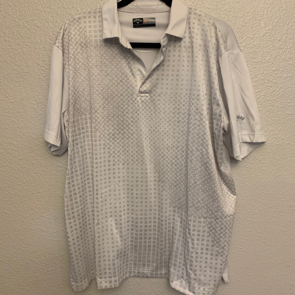 Mens White and Gray Callaway Opti-Dri Polo Size Large